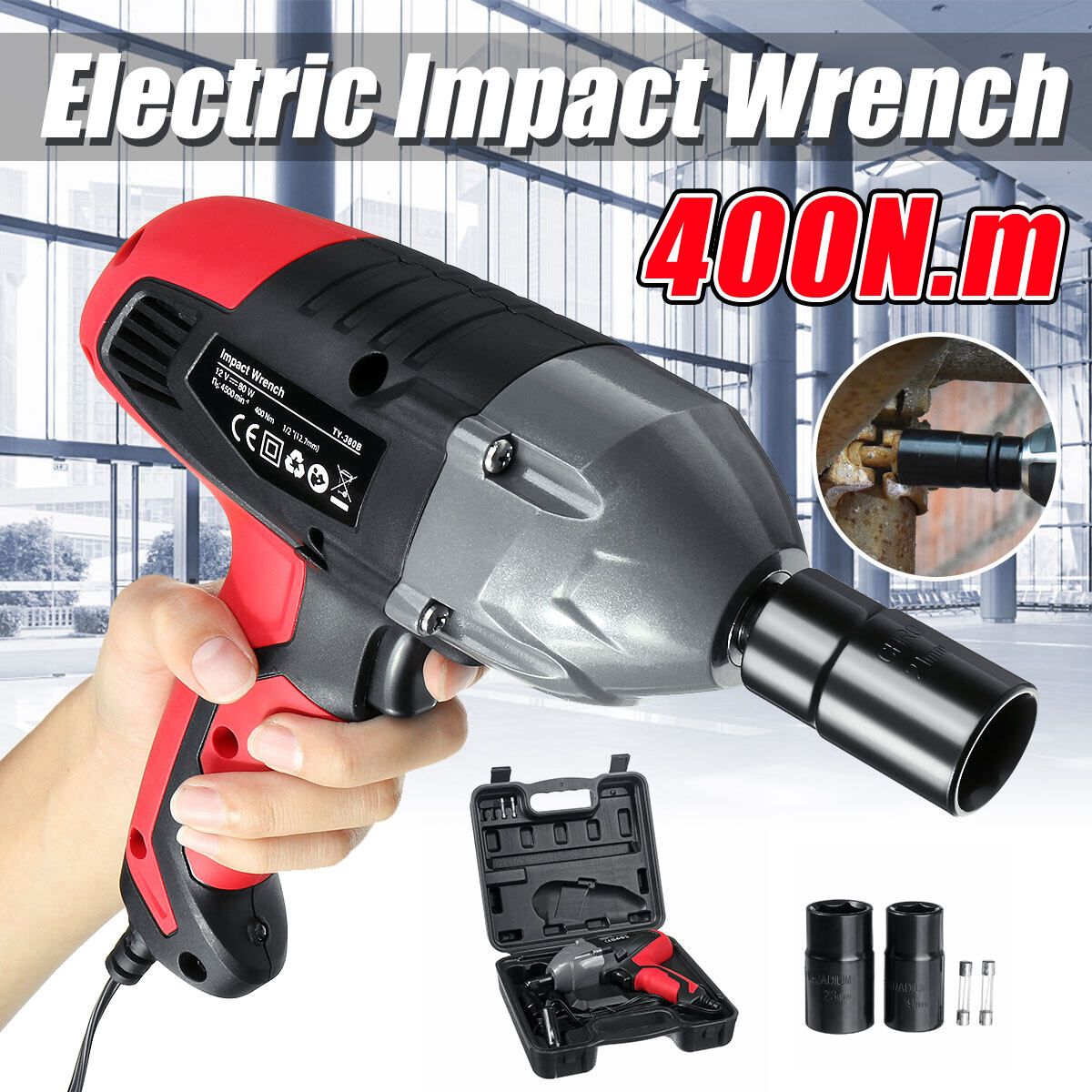 Cordless Impact Wrench 12V High Torque 400N.M Car Socket Tire Tools W/ LED