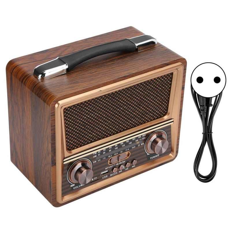 Radio Adjustable Radio FM/AM/SW Radio Portable Wooden Wireless Bluetooth Speaker Rechargeable Radio 110/220V