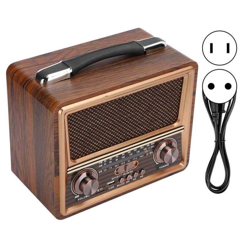 Radio Adjustable Radio FM/AM/SW Radio Portable Wooden Wireless Bluetooth Speaker Rechargeable Radio 110/220V