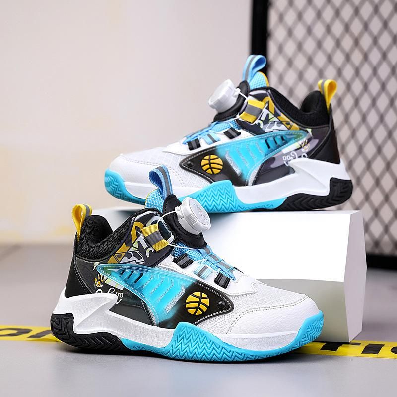 Boys basketball shoes mesh non-slip sneakers Black