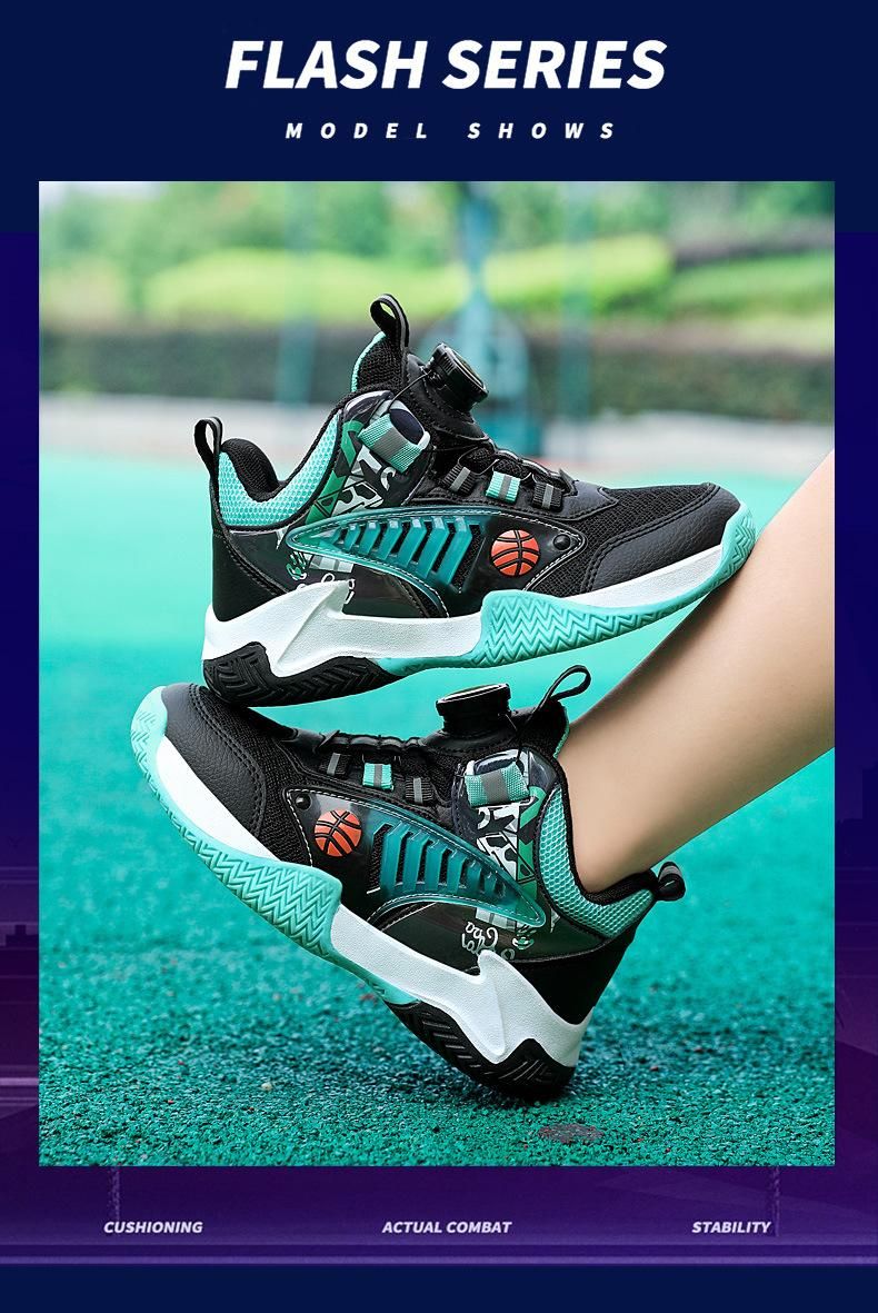 Boys basketball shoes mesh non-slip sneakers Black
