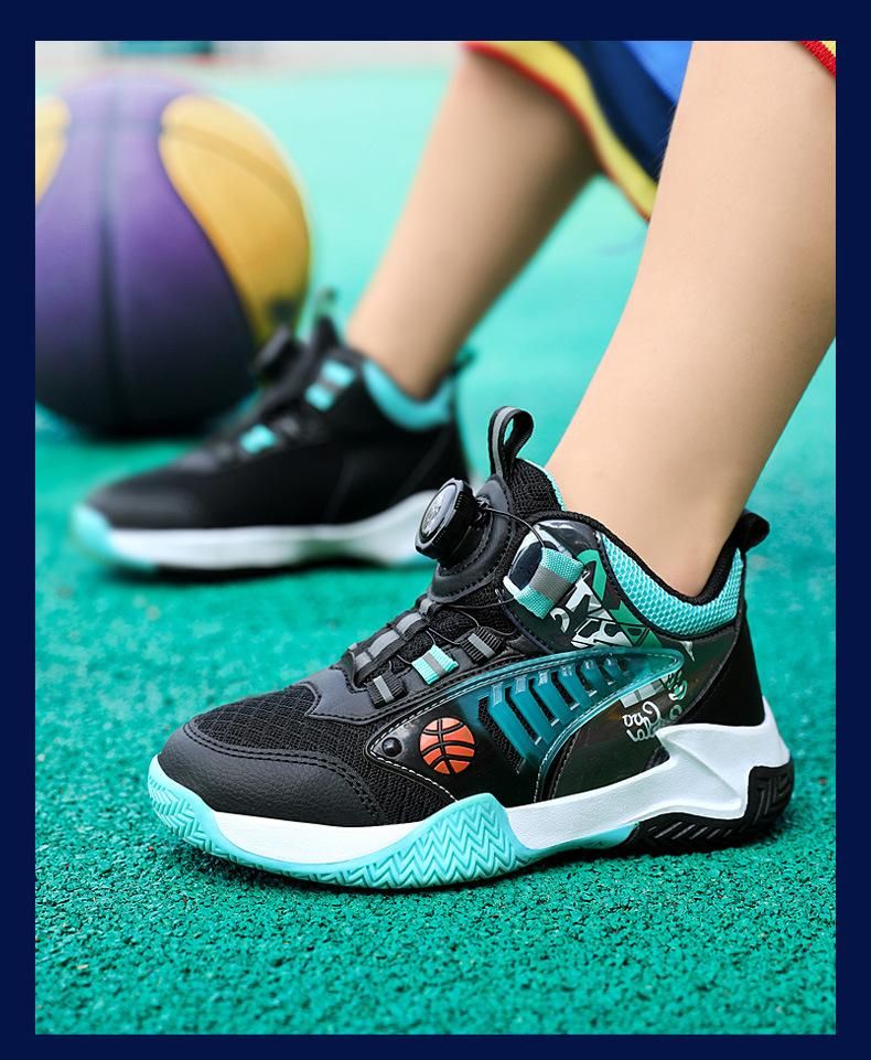 Boys basketball shoes mesh non-slip sneakers Black