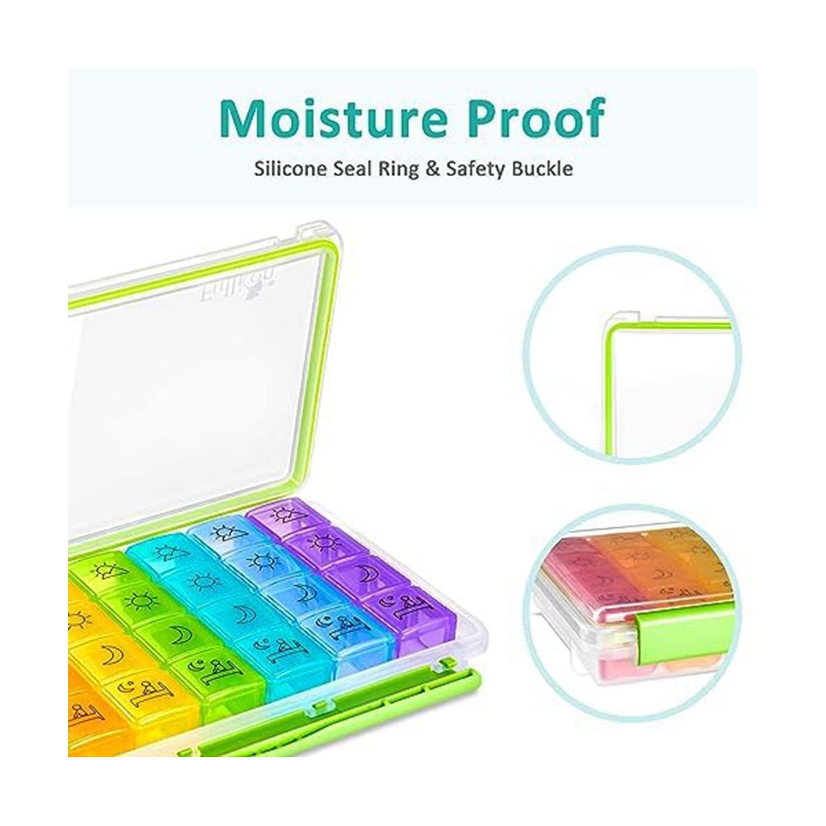 Weekly Pill Organizer 4 Times A Day, Pill Box 7 Day for Travel, Moisture-Proof Daily Pill Box Organizer,for Medicine