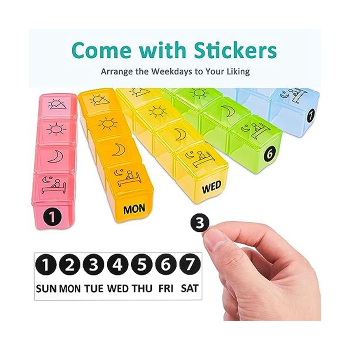 Weekly Pill Organizer 4 Times A Day, Pill Box 7 Day for Travel, Moisture-Proof Daily Pill Box Organizer,for Medicine
