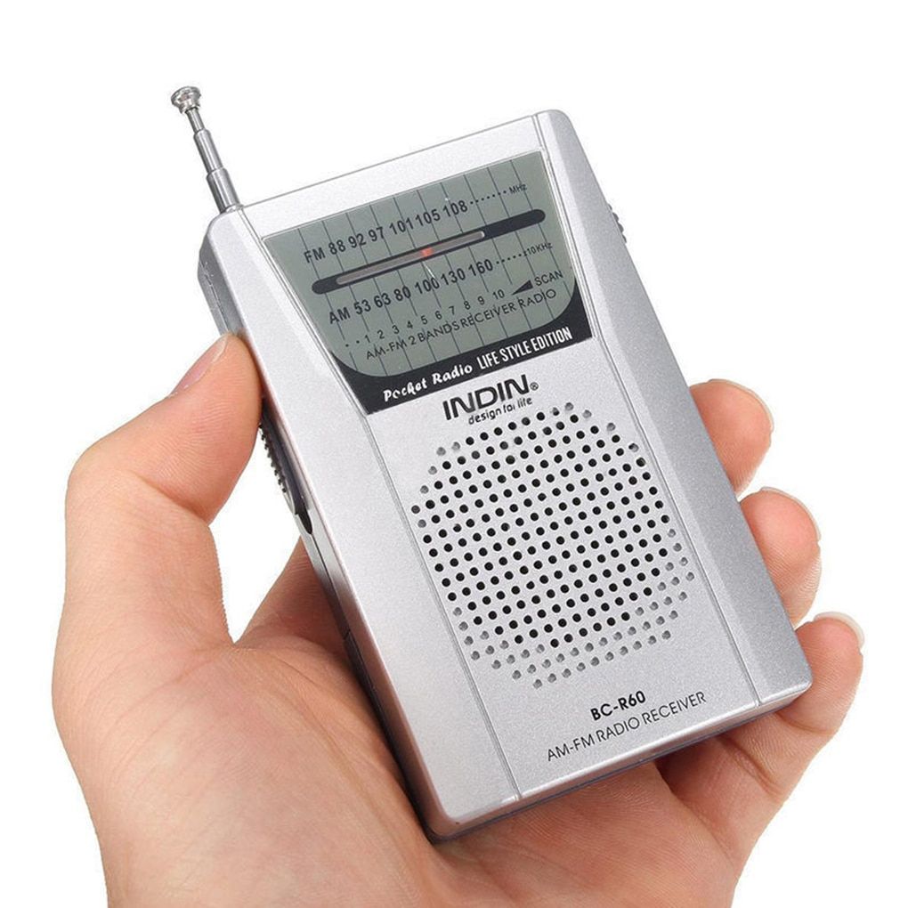Universal BC-R60 Pocket Radio Telescopic  Mini AM/FM 2-Band Radio World Receiver With Speaker 3.5mm Earphone Jack