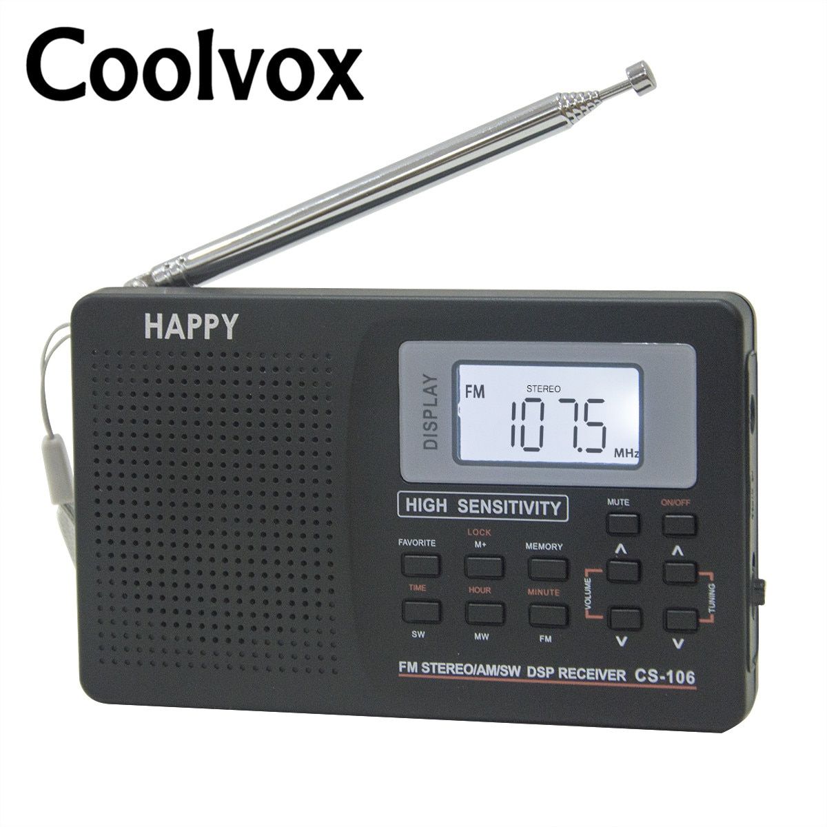 Coolvox CS-106 Full-band Multiband Stereo Digital Tuner FM/AM/SW/LW/TV Sound Full-wave Band Receiver Radio  With Earphone