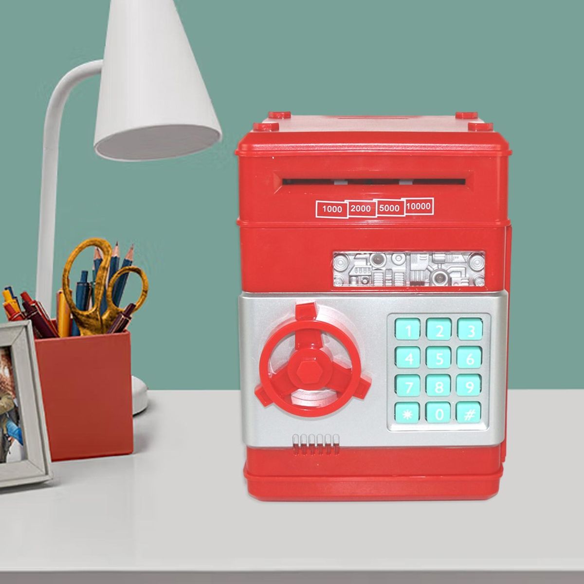 High Quality Piggy Bank Secure Kids Piggy Bank Capacity Money Saving Red