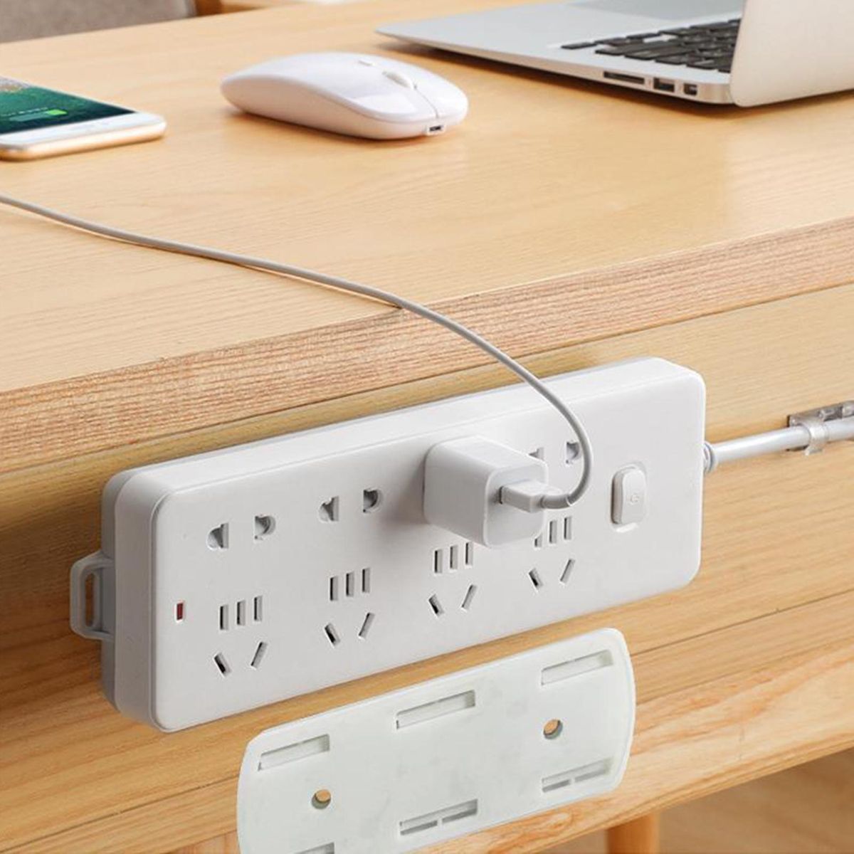 4Pcs Power Strip Fixer Plug-in Socket Mount Bracket White
