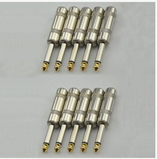 10PCS 6.35mm 1/4'' Mono TS Audio Male Speaker Guitar Cable Connector Plug JACK