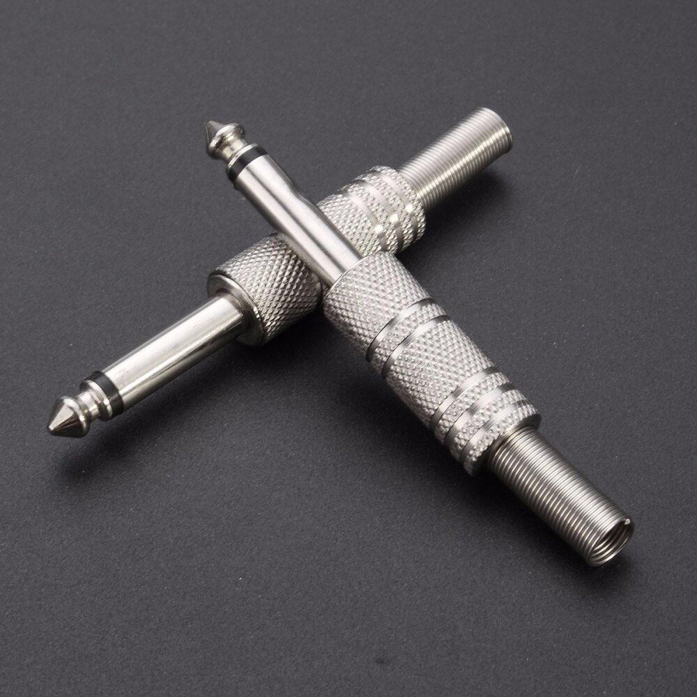 10PCS 6.35mm 1/4'' Mono TS Audio Male Speaker Guitar Cable Connector Plug JACK