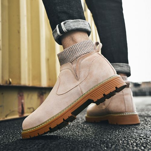 Mens Boots Casual Working Ankle Boots-Yellow