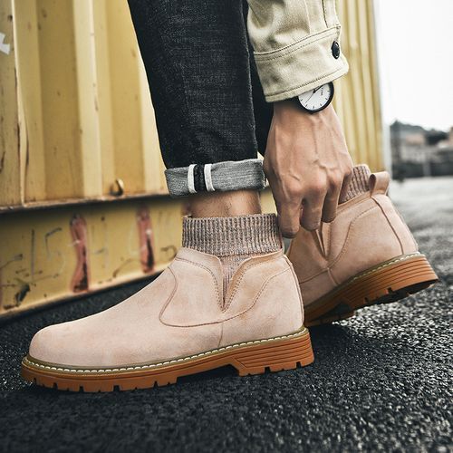 Mens Boots Casual Working Ankle Boots-Yellow