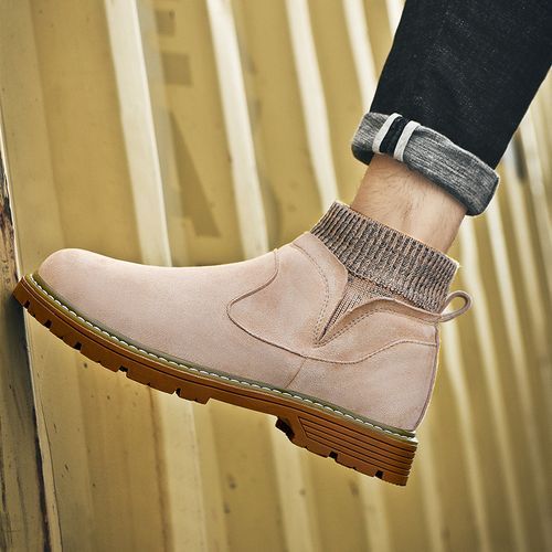 Mens Boots Casual Working Ankle Boots-Yellow