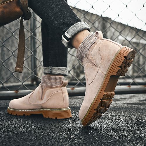 Mens Boots Casual Working Ankle Boots-Yellow