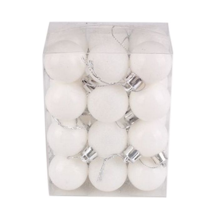 24Pcs 3cm Plastic Christmas Tree Balls Baubles Home-White