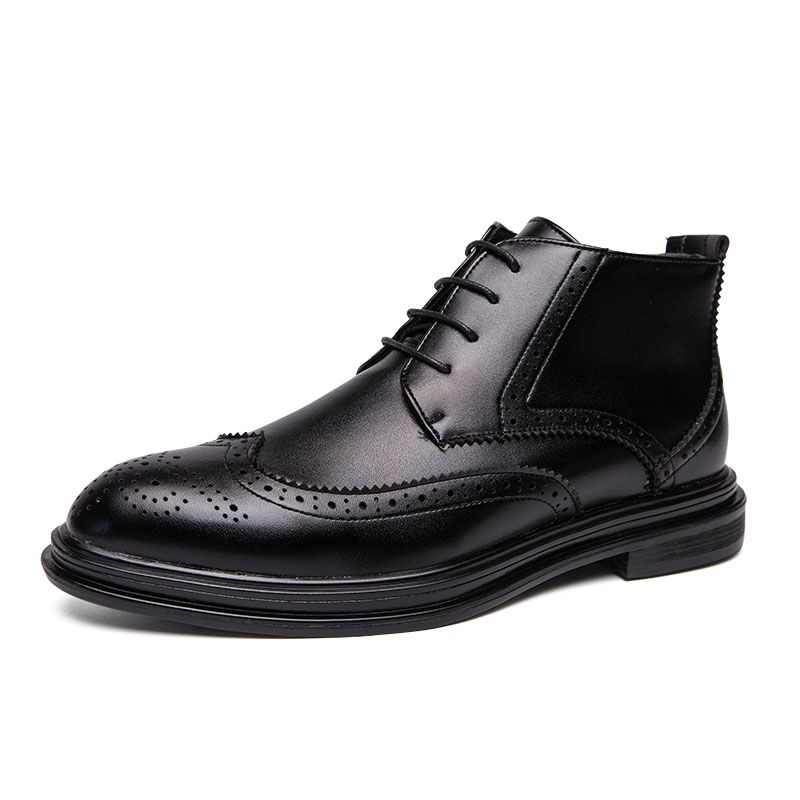 Mens Ankel Top Boots Oxford Derby Boots-Black