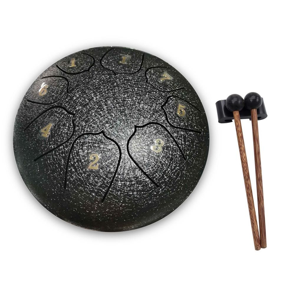 6 inch 8-Tone Steel Tongue Drum Hand Pan Drums with Drumsticks Percussion Musical Instruments