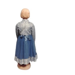Jacquard Print Gown With Purse For Girls- Navy Blue