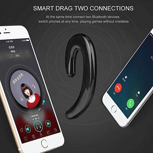 Driving Bluetooth Wireless Headphone With Mic HD Call Bone Conduction Sports Headset-White