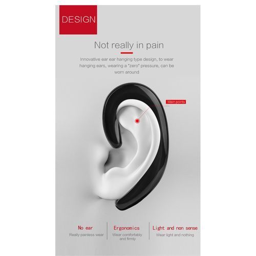 Driving Bluetooth Wireless Headphone With Mic HD Call Bone Conduction Sports Headset-White