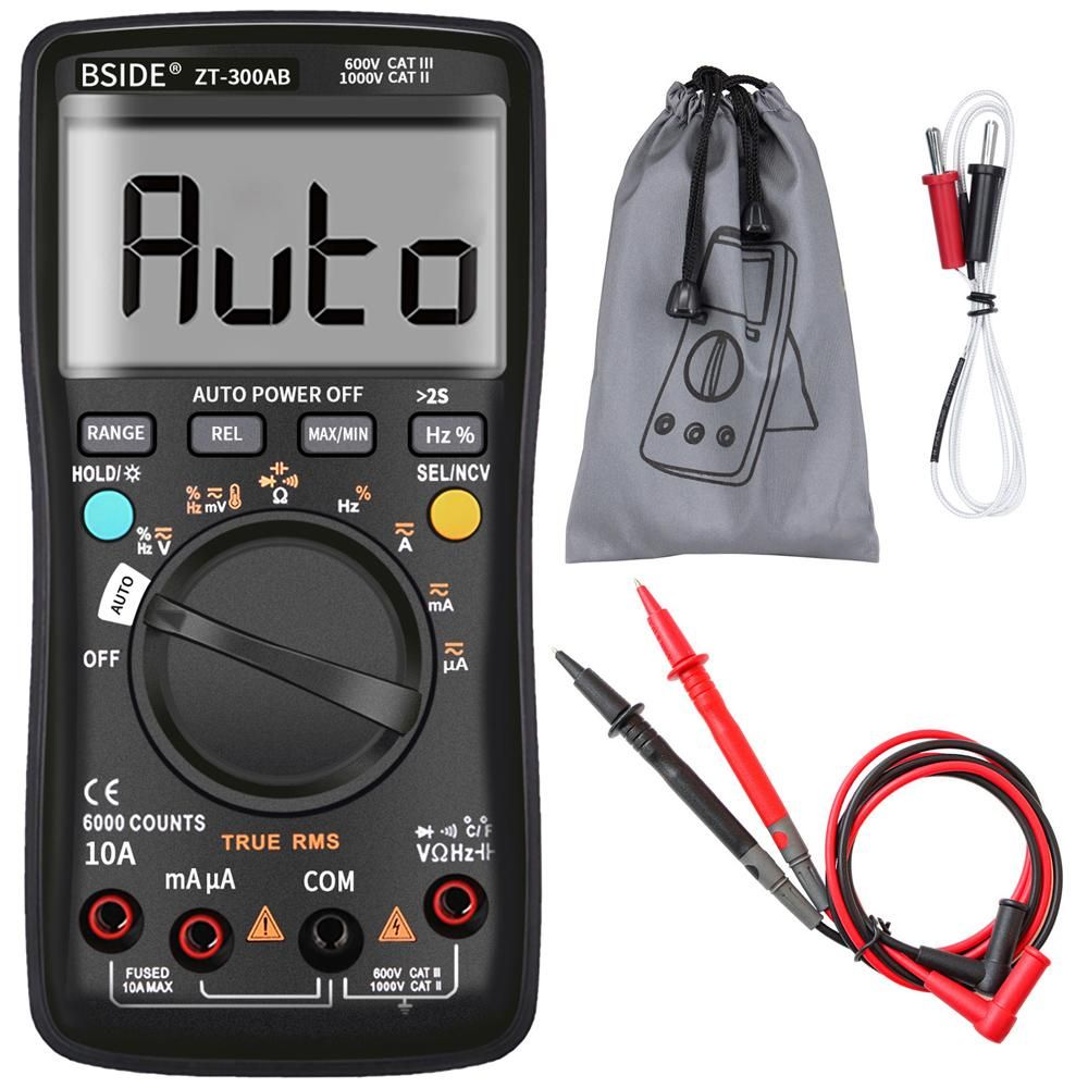 BSIDE Multimeter Auto/Manual Range Digital Universal Meter 6000 Counts LCD Display True RMS Smart AC/DC Voltage Current Meter with BT Function AC/DC Voltage Current Resistance Capacitance Frequency Temperature Duty Cycle Meas