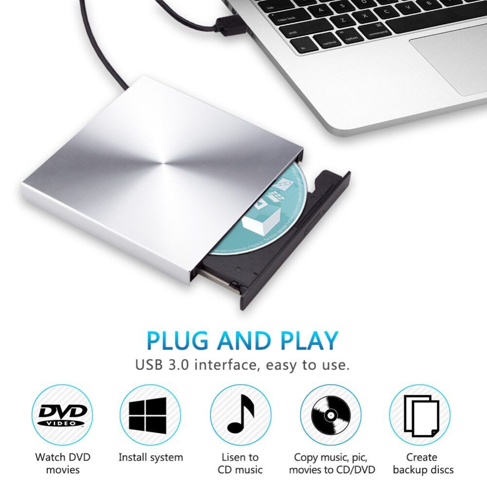 USB 3.0 Aluminum Alloy External DVD CD Player Slim Silver New Model Of Optical Drive Gold