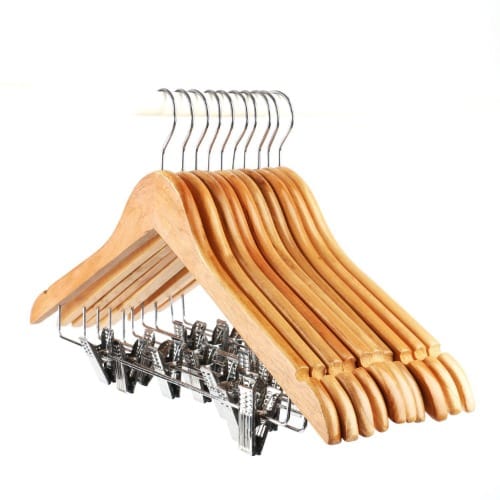 Wooden Hanger With Clips - Pack Of 5