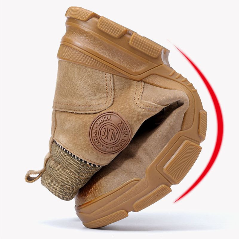 Men Genuine Leather Boots Steel Toe Safety Shoes Men Boots