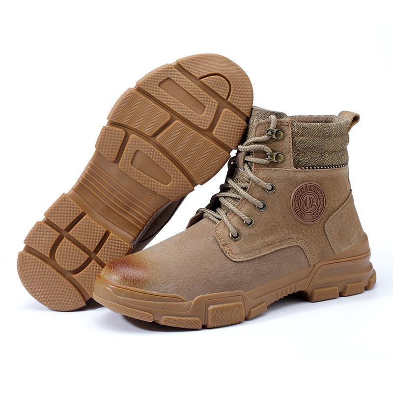 Men Genuine Leather Boots Steel Toe Safety Shoes Men Boots
