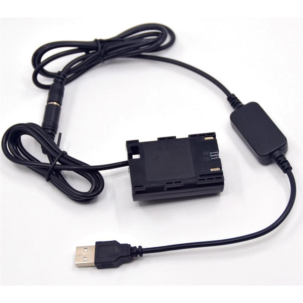 5V USB Cable Adapter + LP-E6 Dummy Battery DR-E6 ACK-E6  For Canon EOS 5D Mark II III 5D2 5D3 6D 7D 60D SLR Camera
