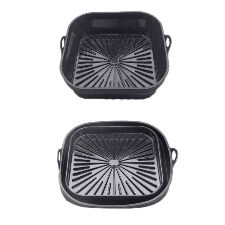 Baking Mat 2pcs Air Fryer Mat Baking Tray, Specification: Square Black