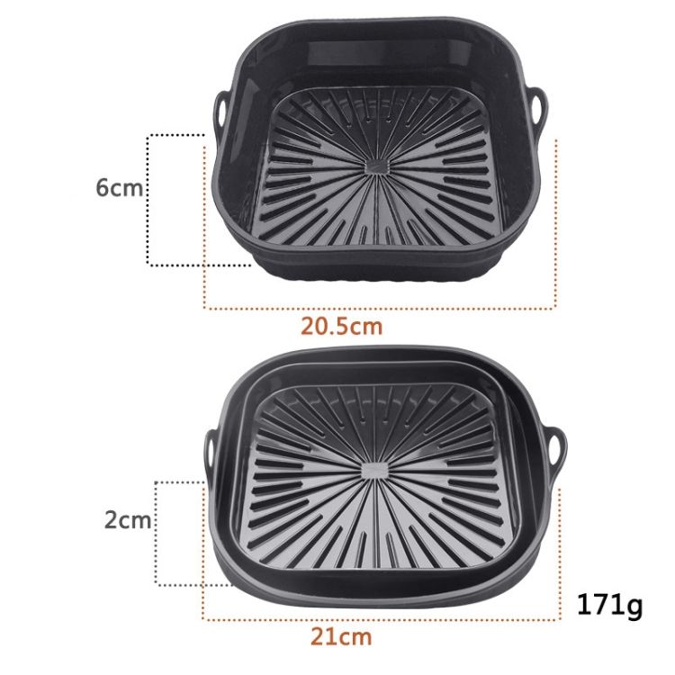 Baking Mat 2pcs Air Fryer Mat Baking Tray, Specification: Square Black