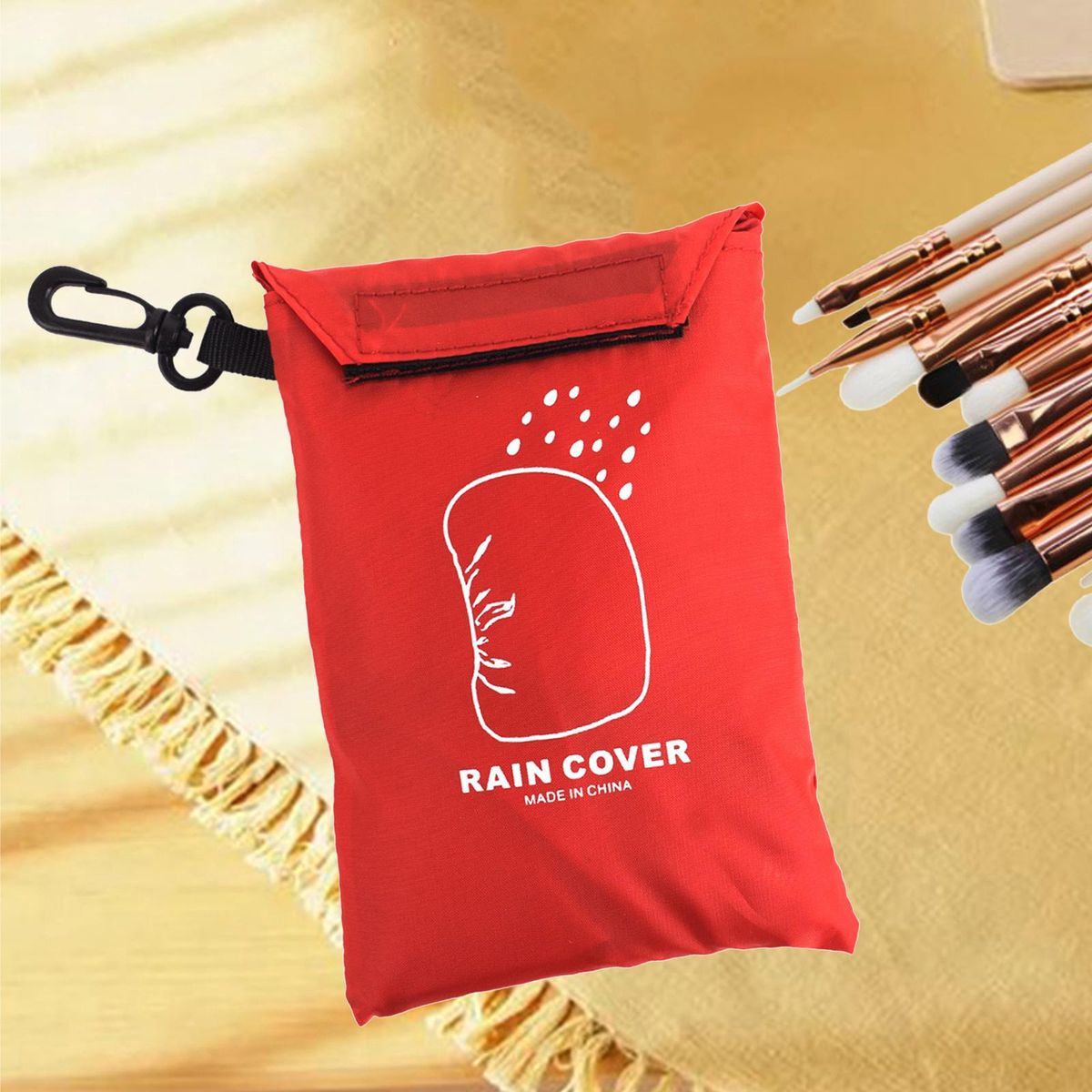 Portable Travel Rain Cover Storage Bags Men Buckle Red