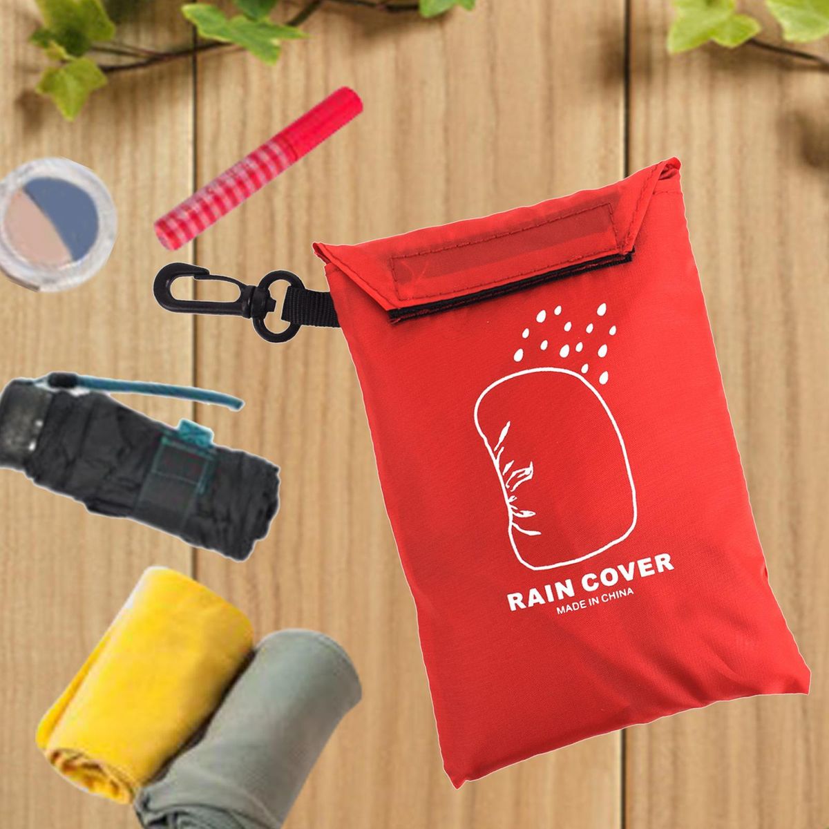 Portable Travel Rain Cover Storage Bags Men Buckle Red