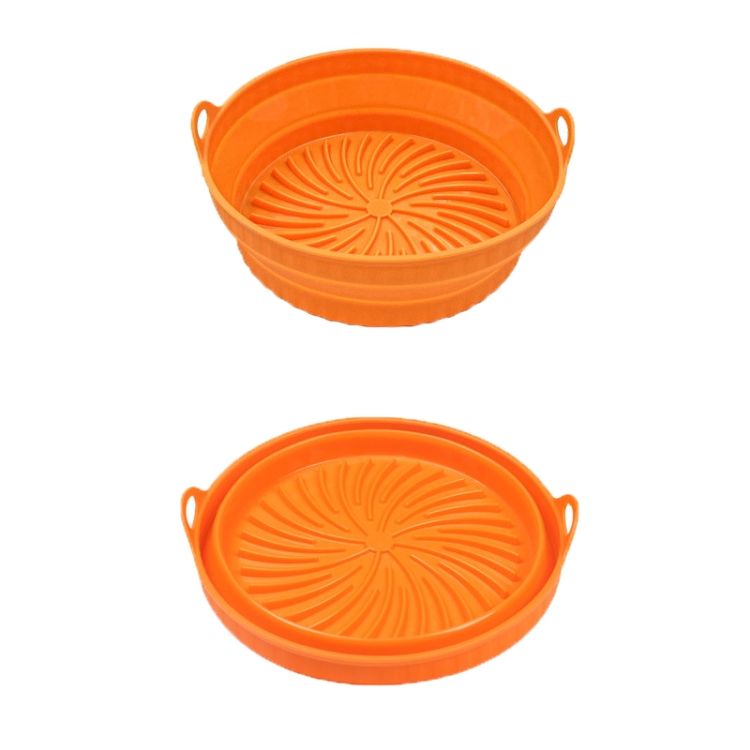 Baking Mat 2pcs Air Fryer Mat Baking Tray, Specification: Round Orange