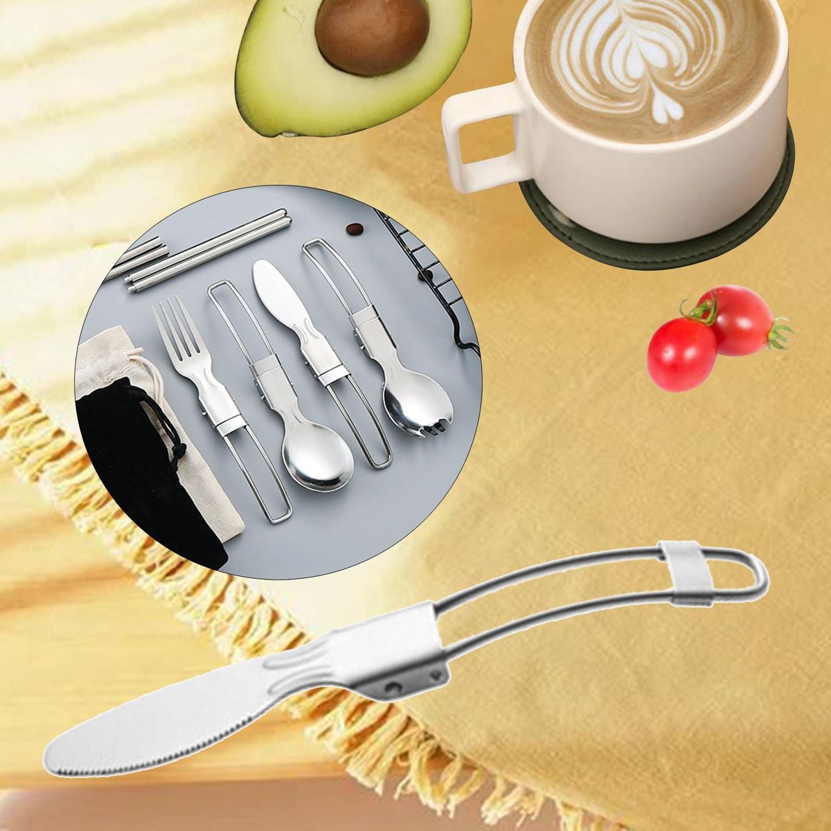 Outdoor Folding Tablewares BBQ Home Use Office Utensils Hiking Knive