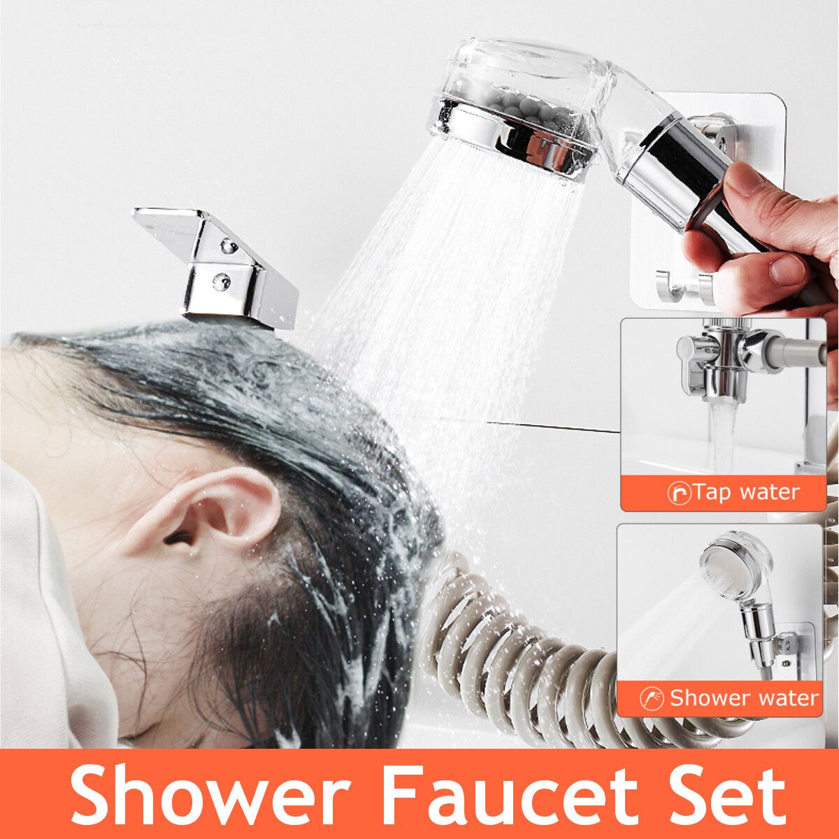3 IN 1 Wall Mounted Bathroom Bathtub Shower Hand Held Spray Mixer Spout Faucet Tap Set