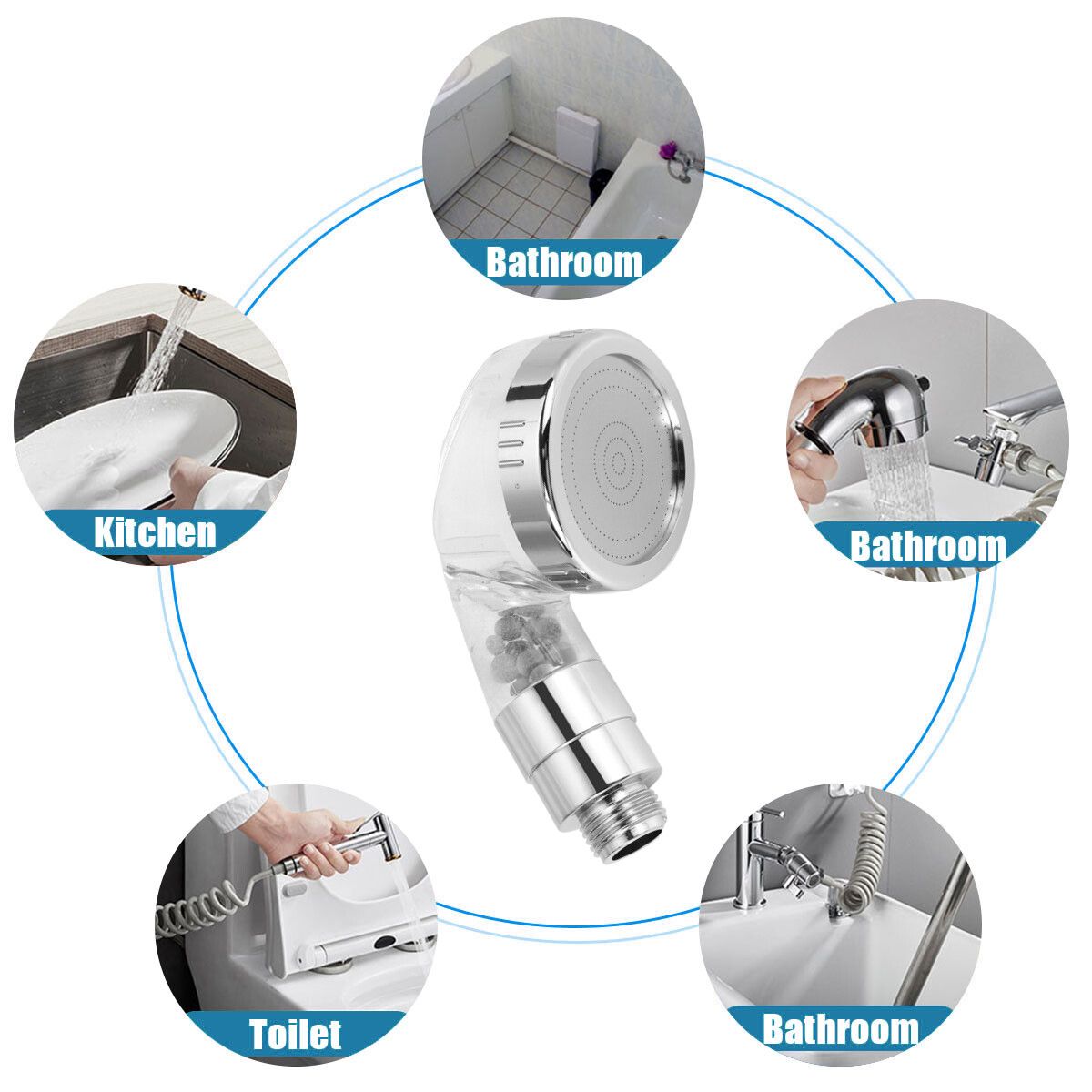 3 IN 1 Wall Mounted Bathroom Bathtub Shower Hand Held Spray Mixer Spout Faucet Tap Set