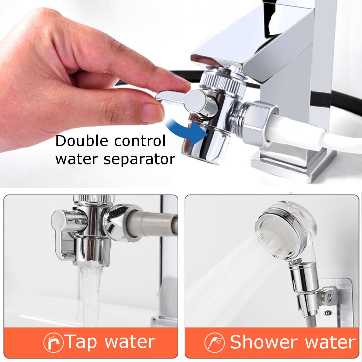 3 IN 1 Wall Mounted Bathroom Bathtub Shower Hand Held Spray Mixer Spout Faucet Tap Set