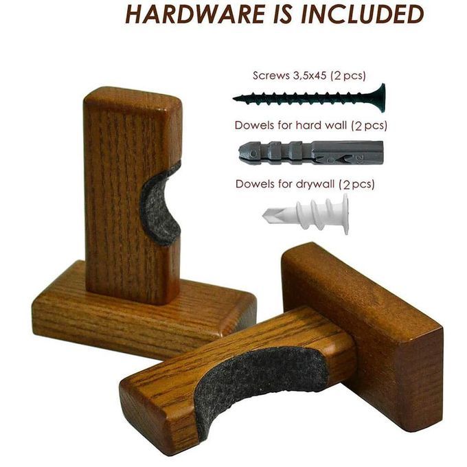 Wooden Premium Baseball Bat Display Rack Wall Mount Hanger Stand Brown
