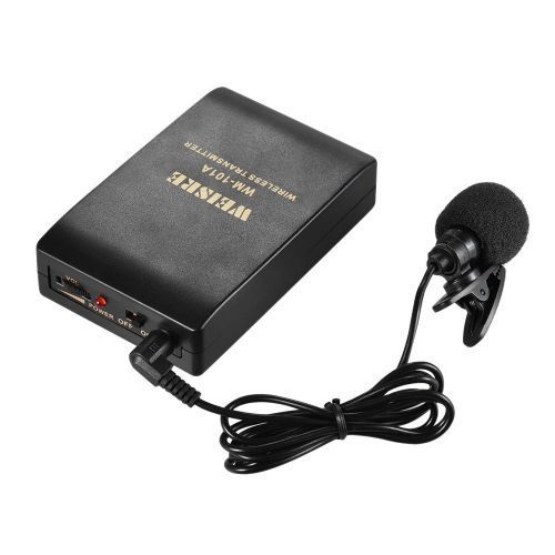 Portable Lavalier Lapel Collar Clip-on FM Wireless Microphone System Voice Amplifier 1/4in Output Plug With Bodypack Transmitter Mini Mic Receiver For Teacher Lecturer Conference Speech Promotion (Black) JOERU
