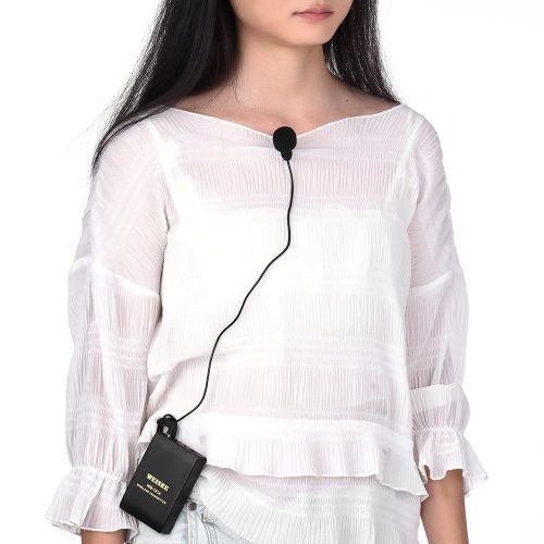 Portable Lavalier Lapel Collar Clip-on FM Wireless Microphone System Voice Amplifier 1/4in Output Plug With Bodypack Transmitter Mini Mic Receiver For Teacher Lecturer Conference Speech Promotion (Black) JOERU