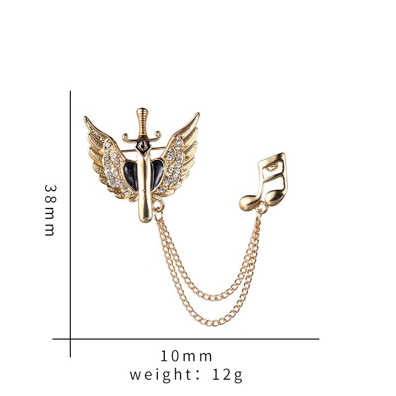 Angel Wings Vintage Cross Brooch Mini Male Corsage