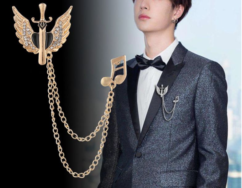 Angel Wings Vintage Cross Brooch Mini Male Corsage
