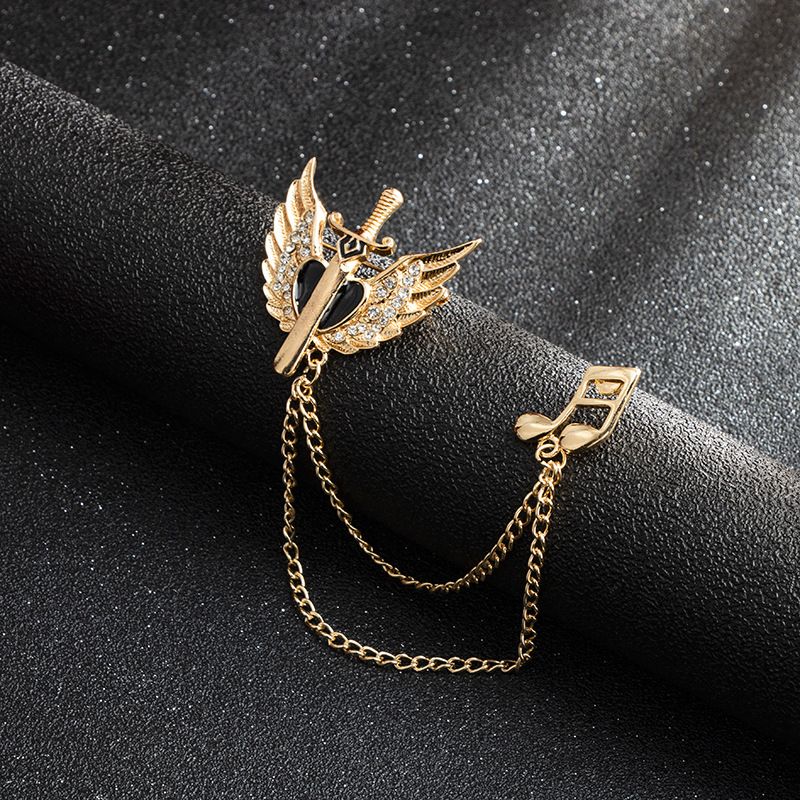 Angel Wings Vintage Cross Brooch Mini Male Corsage