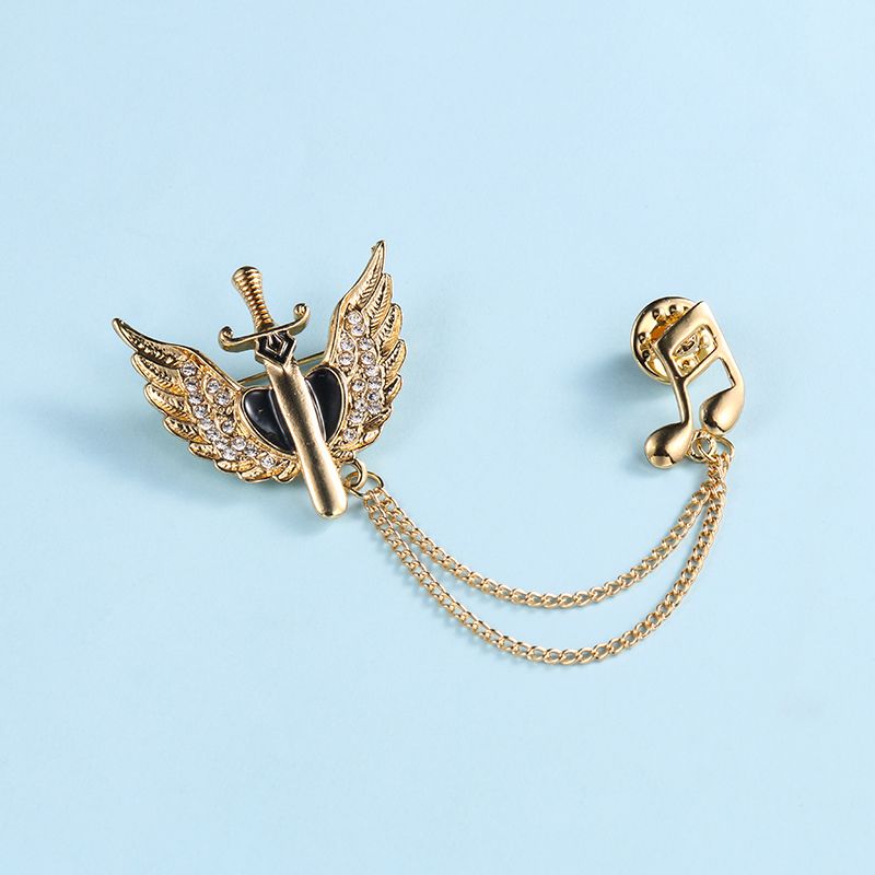 Angel Wings Vintage Cross Brooch Mini Male Corsage