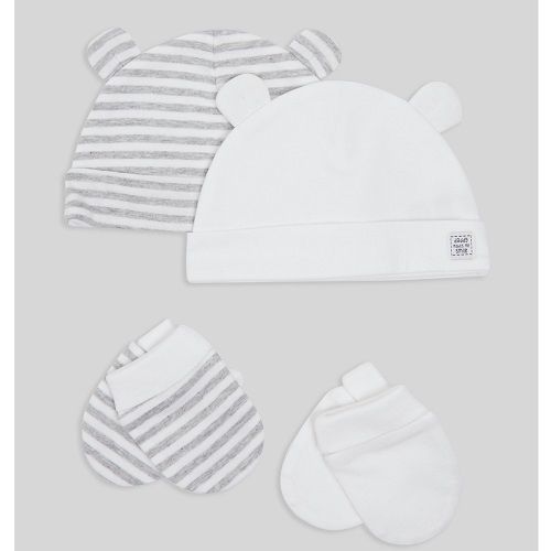 Unisex Baby Caps And Mittens Set