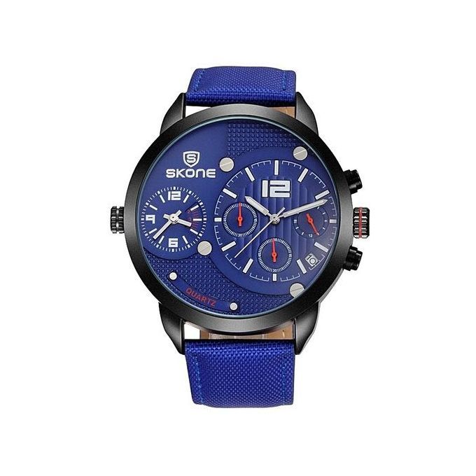 Top Luxury Dual Time Zone Canvas Strap Waterproof Sport Watch Casual Army Clock