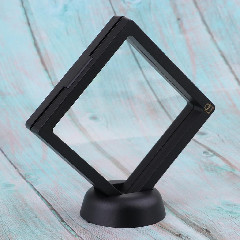 Clear Display Box Case Stand Holder For Coins Black