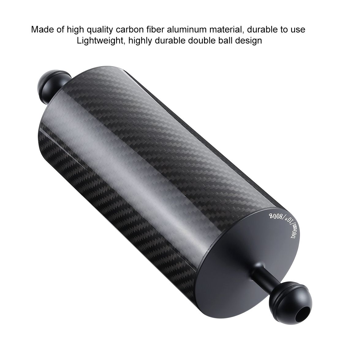 PULUZ 10.82 Inch 27.5cm Length 80mm Diameter Dual Balls Carbon Fiber Floating Arm, Ball Diameter: 25mm, Buoyancy: 800g